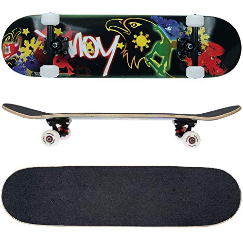 FunTomia Skateboard mit ABEC-9 Kugellager Rollenhärte 100A und 100% 7-lagigem kanadisches Ahornholz (Adler schwarz) Cover