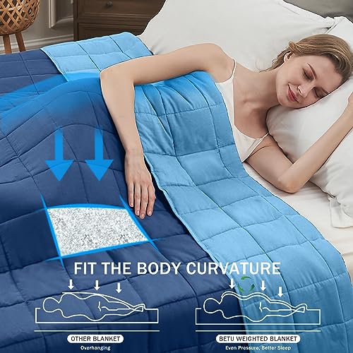 Blue Weighted Blanket for Adults 12lbs, 48"x72", Twin Full Size Cooling Heavy Throw Blanket for 110-130lbs, Microfiber Soft Thick Big Blankets Weighted Comforter Gift for Sleeping