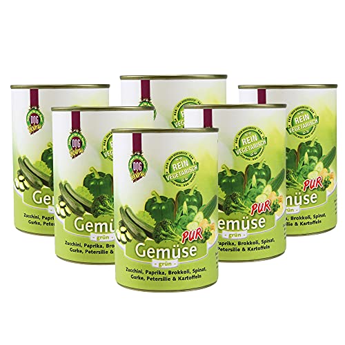 Schecker Nassfutter - Gemüse PUR - grün - getreidefreies Hundefutter - 6 x 410 g - kalorienarm - Diätfutter - Schonkost