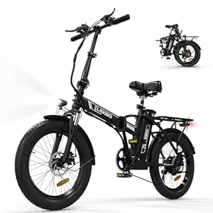 ELEKGO Bicicleta eléctrica 20″ Fat Tire 3.0 Bicicleta eléctrica 36V12Ah Batería Bicicleta Plegable, Transmisión de 7 velocidades Bicicleta de Ciudad, Motor de 250W Bicicleta de montaña para Adultos