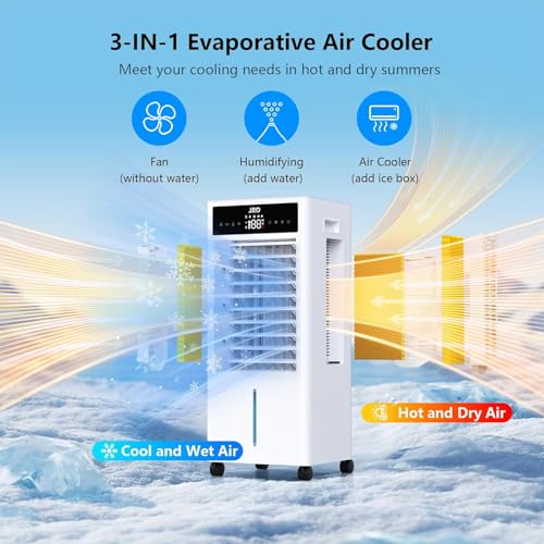 image for JRD Portable Air Conditioners with 4 Ice Packs, 12H Timer, Top Fill Du