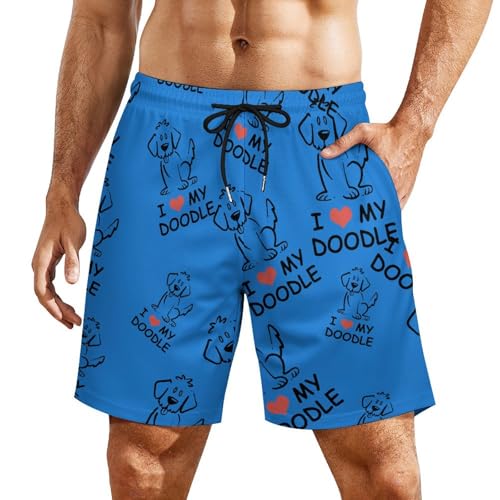 I Love My - Goldendoodle Men's Swim Trunk Quick-Dry Shorts with Mesh Lining And Pockets2