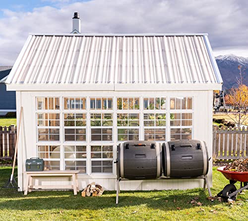 Lifetime Komposter | Doppel Trommelkomposter Braun 79x160x110 cm | Metall & Kunststoff Kompostbehälter 380 Liter Fassungsvermögen