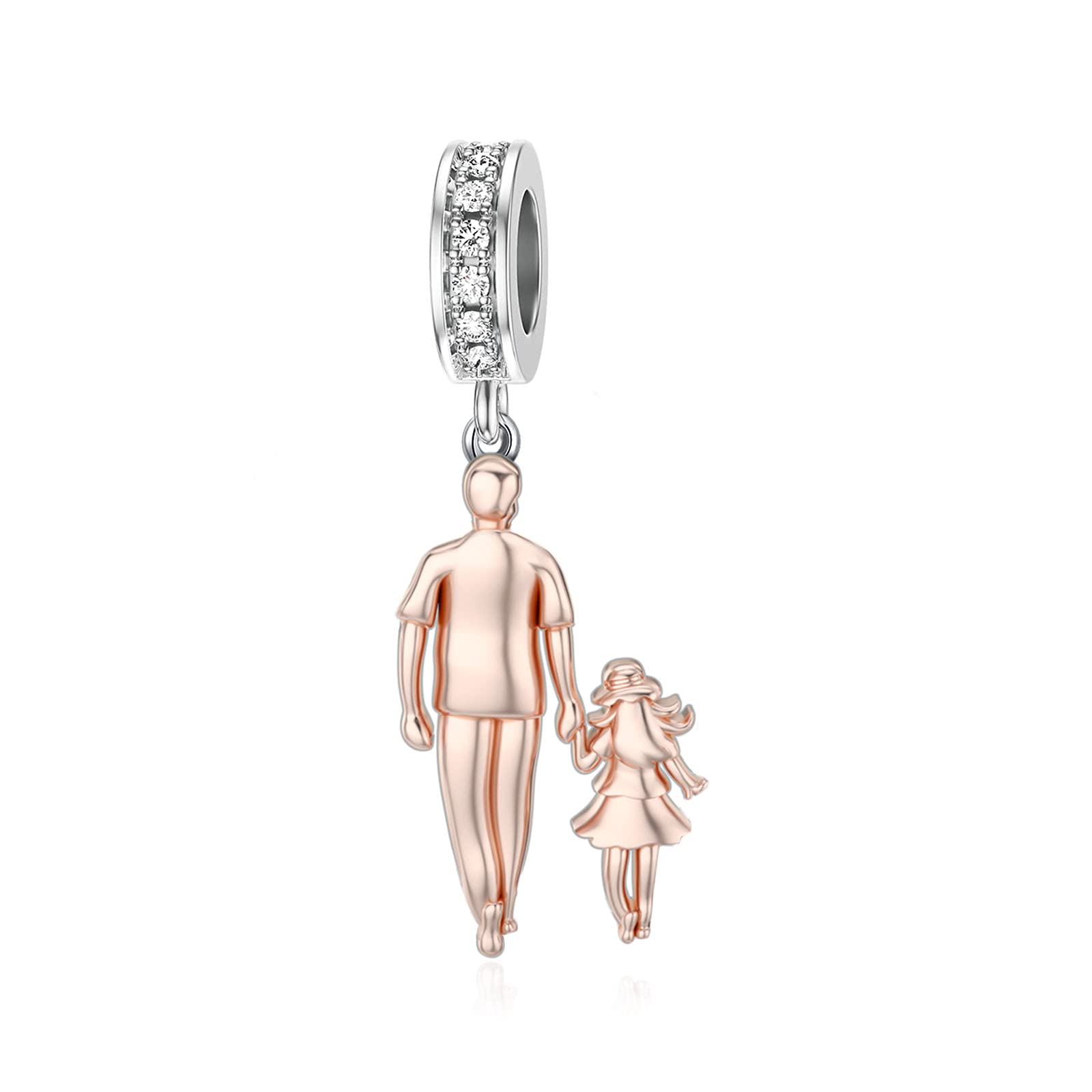 PROESS Father Mother Daughter Charm fit Charms Bracelet Sterling Silver Charms for Bracelets Birthday Valentines Day Gifts for Daughter Mother Lover