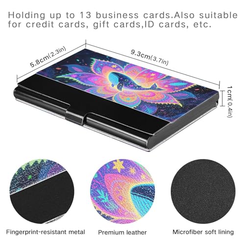KLL Boho Mandala Flowers Whale Slim Portable Business Card Holder with Leather and Stainless Steel Small Card Holder for Business Meeting Use portatarjetas para Hombre3