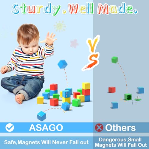 Image of Magnetic Blocks Large, 56PCS 1.34in Magnetic Building Blocks, 3D Magnetic Cubes for Toddlers, Preschool Educational Construction Kit, Sensory Montessori Toys Kids Blocks for Boys Girls Toddlers