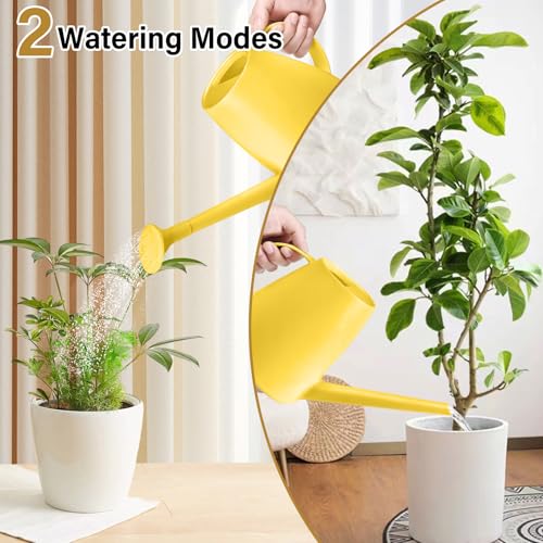 Image of Plastic Watering Can for Home Plant Garden 1 /2 Gallon Yellow