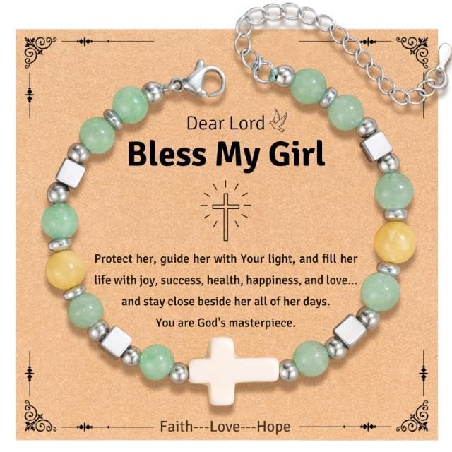 Teen Girl Gifts Trendy Stuff Cute Cross Bracelet Christian Bracelets, WWJD Bracelets for Girls, Birthday, Baptism, First Communion, Confirmation or Graduation Gifts, Cross Bracelet for Women