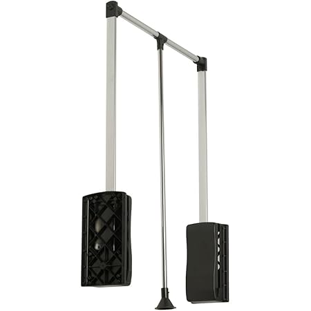 Emuca -Hang pull down wardrobe rail lift, adjustable width 23,6-32,6 inch (600-830mm), black main image 0