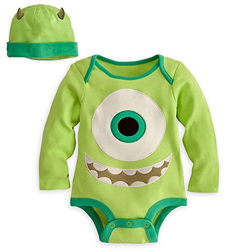 Disney Store Mike Wazowski Onesie Costume Bodysuit Size 12-18 Months with Hat