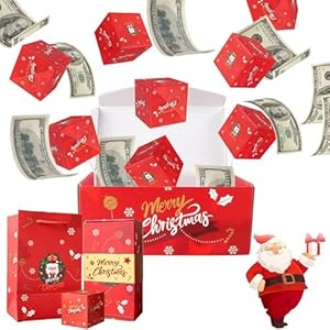 Caja de regalo sorpresa con explosión por dinero, caja de regalo única plegable de sobre rojo con confeti, explosión de efectivo de lujo para cumpleaños, aniversario, propuesta de San Valentín (12