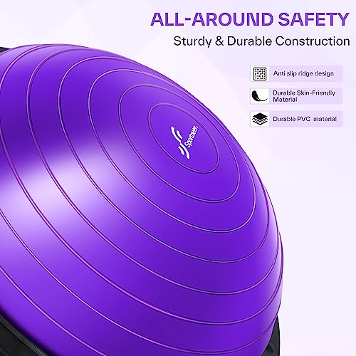 Sportneer Y22-85000-17-SJ0813 Balance Ball Trainer With Resistance Bands And Pump: Inflatable Half Yoga Ball For Home Gym Full-Body Workouts - 23 Inch Non-Slip Half Exercise Ball thumb #4