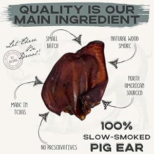 JACK’S PREMIUM Natural Pig Ears for Dogs – Large Ears – Made in The USA Wood Smoked, Preservative Free Dog Chew – Ideal for Small, Medium, and Large Dogs (30.00, Whole Pig Ear)