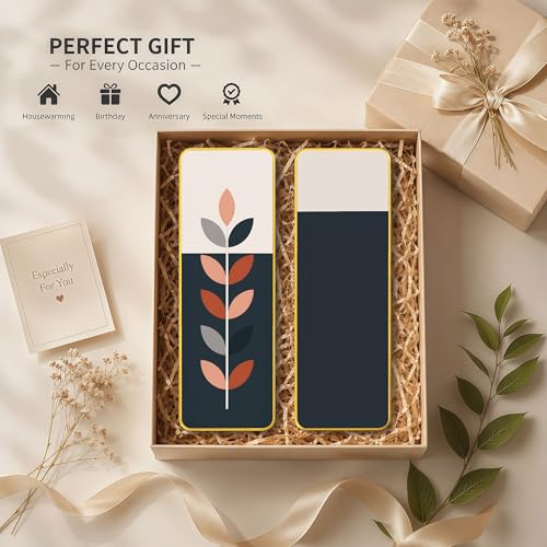 Image of The Castle Decor Modern Boho Wall Art Set of 2 for Living Room | Minimalist Botanical Leaf Painting | Abstract Nordic Wall Decor for Bedroom Office Hallway Home Decoration (Design-3, 19x27 Inch)