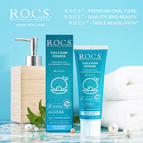 R.o.c.s. Toothpaste - Mineralin Formula With Calcium, Bromelain And Xylitol - Best For Removing Plaque And Strengthening Enamel - Non-Fluoride Oral Care (Calcium Power, Pack Of 1) #TOP1