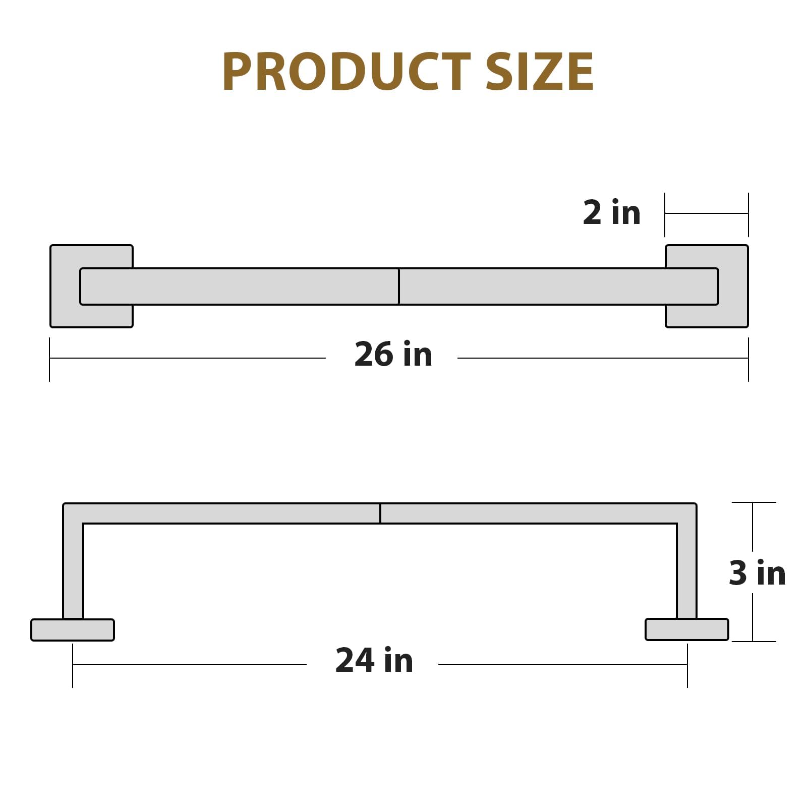 Luxbaro 24 Inch Matte Black Towel Bar, Square Base, Total Length 26-Inch — Amazon image 2