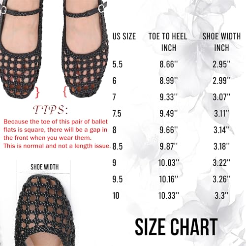 Image of Woven Mesh Ballet Flats for Women Square Toe Mary Jane Flats Buckle Strap Flat Shoes Comfortable Ballerina Flats Dressy Mesh Shoes Casual Mary Janes for Women