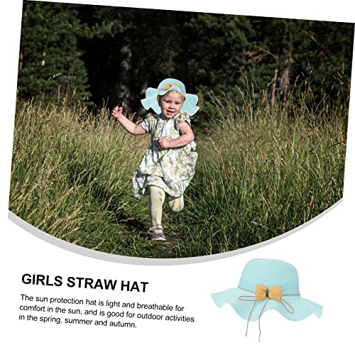 Bowknot Straw Sun Hat UV Protection Beach Visor for Lightweight Breathable for Outdoor Activities Summer Travel and Vacation Blue2