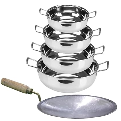 SHINI LIFESTYLE TRIPLY Steel Kadhai 20cm,22cm,23cm,25cm with Loha Tawa