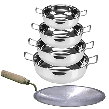 SHINI LIFESTYLE TRIPLY Steel Kadhai 20cm,22cm,23cm,25cm with Loha Tawa