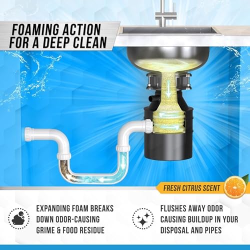 Image of VONT Yellow Bubble Tablets for Deep Cleaning | Multi-Use Foaming Tablets for Kitchen Sink, Drain, Pipes & Disposal | Helps Remove Residue & Refreshes with Active Foam | 24 Pack