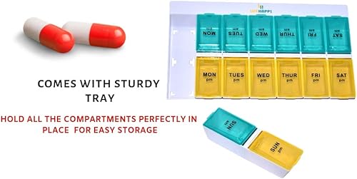 Miniatura 2 de lifehapps semanal pastillero amPM con extragrande desmontable compartimentos y bandeja de almacenamiento