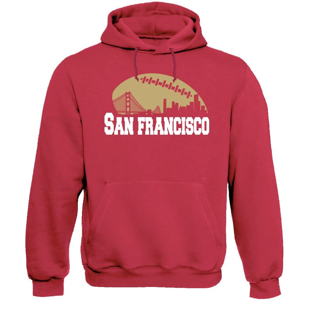 Xtreme Apparrel Men's San Francisco - Red Hoodie City Skyline Hoodie For Football Fans, S