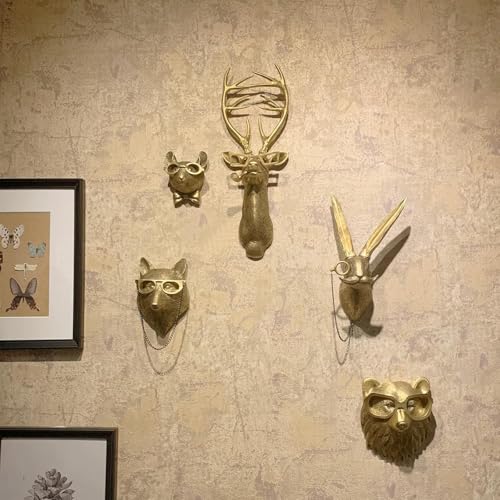 Kenanlan Animal Heads Wall Decor, Faux Deer Head Resin Animal Sculptures Art Decor thumb #3