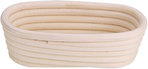 Yuehuam Cesta de prueba de pan, 8.26 pulgadas hecha a mano sin blanquear de caña natural para hornear para hacer pan artesanal, forma ovalada