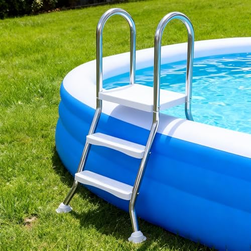 Escalera para piscina de acero inoxidable doble cara 2+2 pasos miniatura 1