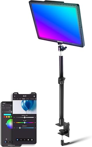 NEEWER GL1C RGB 15.5 pulgadas luz de tecla, 48 W Edge Lit Soft LED Video Panel Streaming Gaming Iluminación con 2.4G PCMac iOSAndroid APPWiFiStream