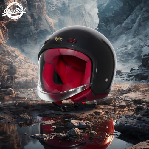 Image of Steelbird SBH-67 Retro 5.0 DOT and ISI Certified Open Face Helmet for Men and Women
