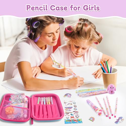Image of Pencil Case for Girls, Cute Unicorn 3D EVA Large Capacity Pink Pencil Pouch for Kids, Kawaii Stationery Set School Supplies Pencil Box, Birthday Christmas Gifts