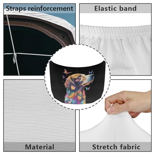 Image of Colorblock Dog Car Hood Cover, Color Golden Retriever Butterfly Washable Elastic Stretchable Polyester Protector for Car Hood, Easy Installation Automotive Accessories