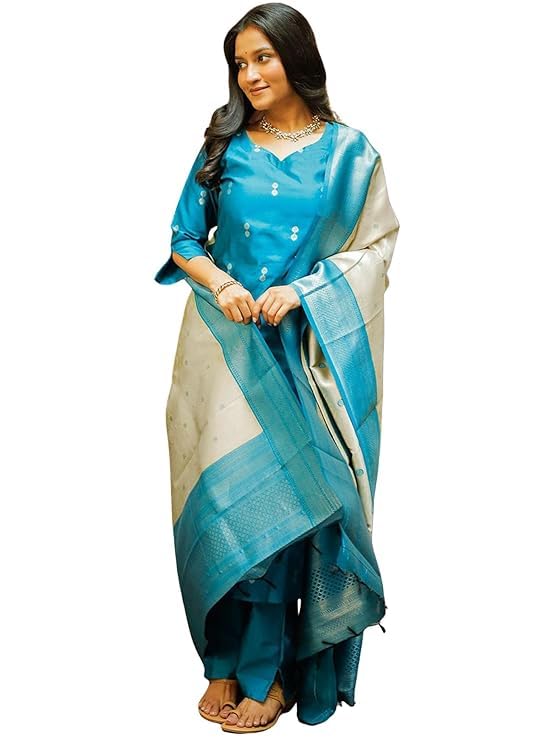 Women's Art Silk Woven Motiff Kurta Pant With Dupatta Set-picture-15