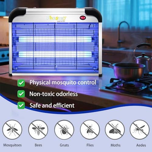 Phosooy Electric Bug Zapper, 2800V High Grid Indoor Mosquito Killer with 20W Lamps, Plug-in Hanging Insect Trap for Mosquitoes, Moths, Gnats, Flies and Flying Insects Indoor Use