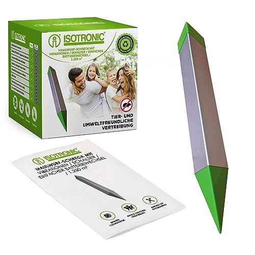 Isotronic Dissuasore Per Talpe A Batteria Contro Animali Da Suolo Come Talpe, Arvicole, Formiche, Serpenti E Molto Altro Ancora. Spacciapalpe Con Vibr
