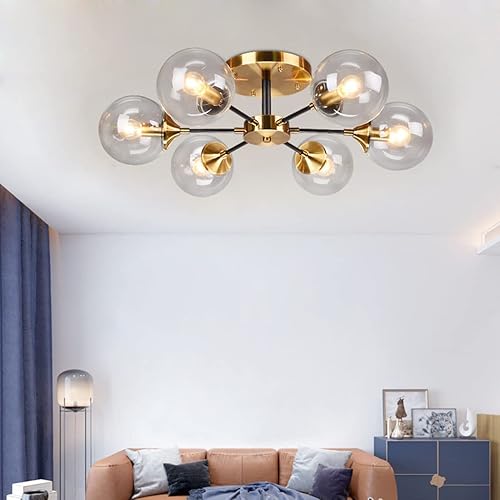 Miniatura 5 de Soutas Pantalla de globo de vidrio de repuesto de globos transparentes de 7.9 pulgadas para candelabros modernos de mediados de siglo, accesorios de