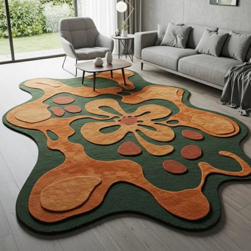 Image of Hand Made Tufted Carpet Premium Wool Abstract Irregular Design Non Slip Area Rug for Living Room Weight- |48 Pound|Size-8x11 Feet (96x132 Inch)