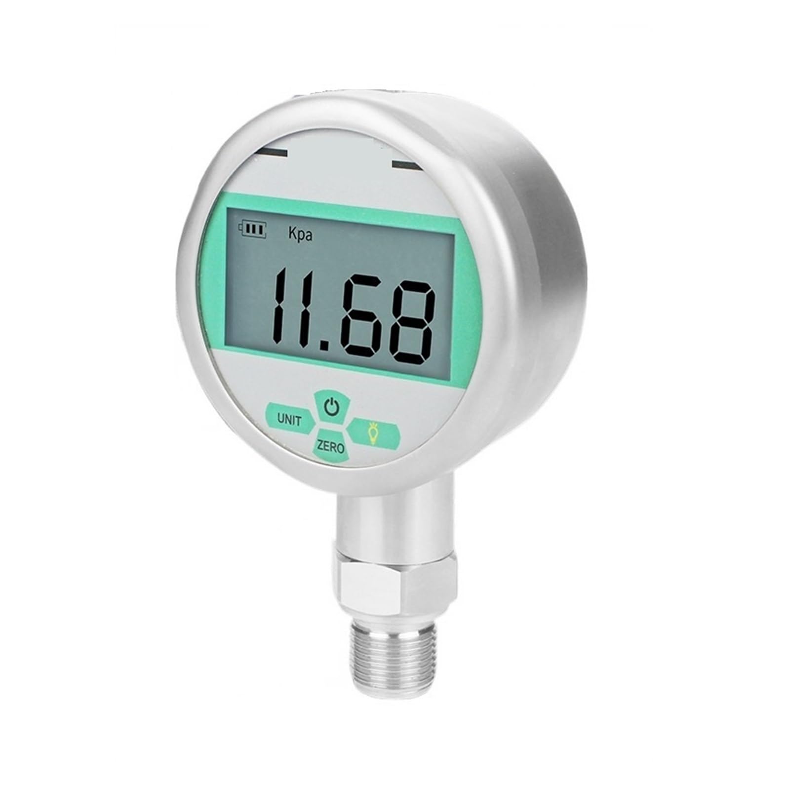 VChics Manómetro de presión hidráulica Digital de 0-100Mpa con diafragma de Temperatura 304 LCD manómetro de Combustible líquido de Gas de Acero Inoxidable(G1-2,0-10MPa)