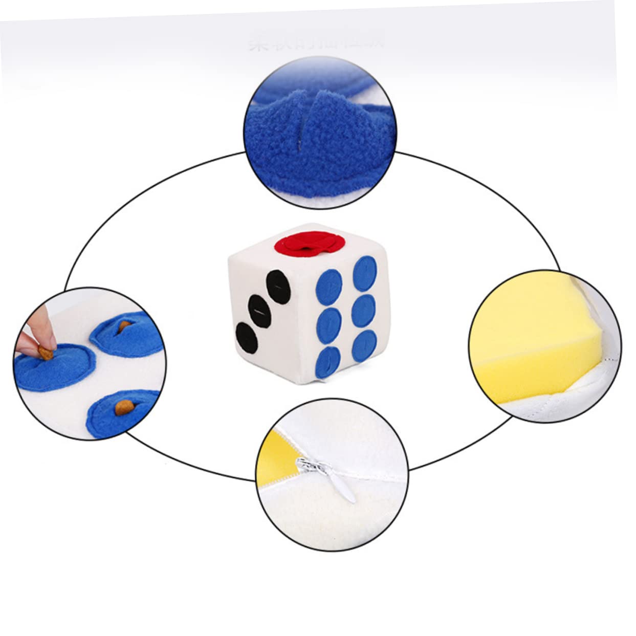 Juguete para Perros de Peluche en Forma de Dado Blanco Espuma, Adecuado para Olfatear y Forrajear en Casa, Divertido E Innovador para Mascotas