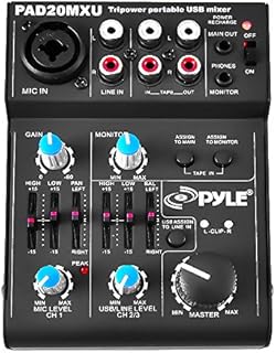 Pyle-Pro 5 Channel Professional Compact Audio Mixer with USB Interface PAD20MXU