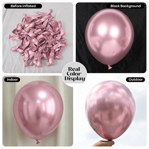 Image of Togvu Metallic Pink Balloons, 50Pack 12 Inch Chrome Light Pink Latex Party Balloons for Birthday Bridal Baby Shower Gender Reveal Easter Party Decorations Supplies