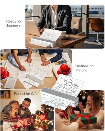 Image of Inkless Portable Printer for Travel, Wireless Thermal Printer Supports 8.5 x 11 inch US Letter, A4, MT610Pro 300DPI Small Bluetooth Printers Compatible with iOS Android Laptop for Home Office Car, Grey