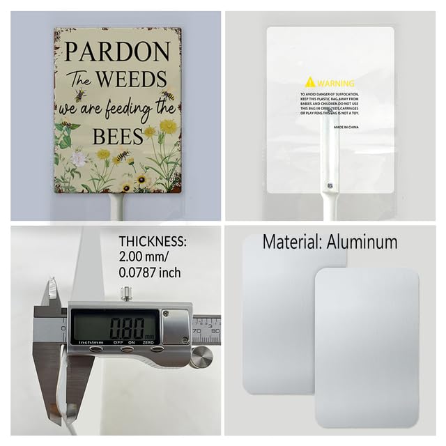 Plaque Murale En Métal Avec Inscription « Pardon Our Weeds We Are Feeding The Bees » - 30,5 X 20,3 Cm