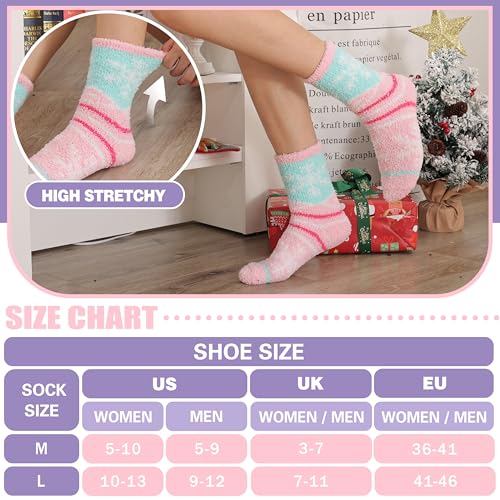 Image of Fuzzy Slipper Socks Thick Fluffy Warm Winter Cozy Plush Soft Sleep Home Socks for Women Men