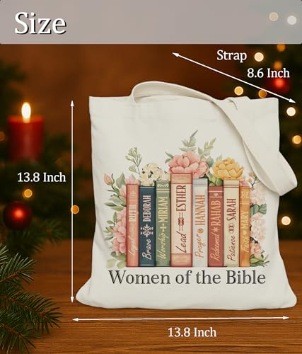 Image of Aesthetic Christian Gifts Tote Bag for Church, Religious Tote Bag for Bible Study, Medium Size with Inner Pocket