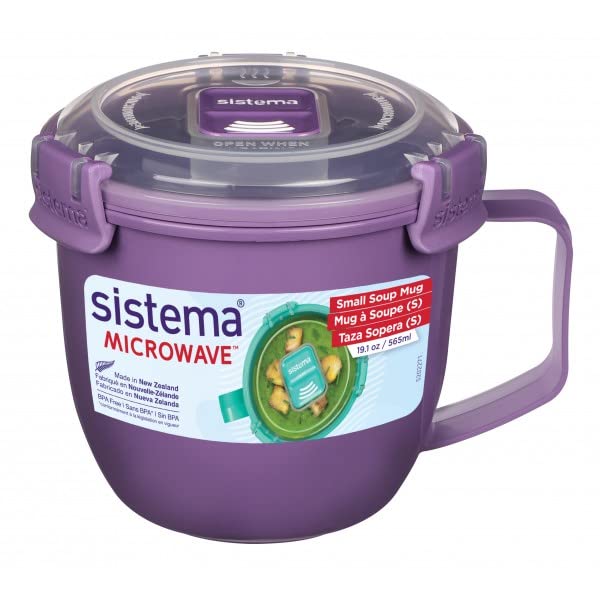 Sistema Pack of 6 Microwave Small Soup Cups, 565 ml, BPA Free, Mixed Colours, 13,4 x 10,7 cm - Image 3