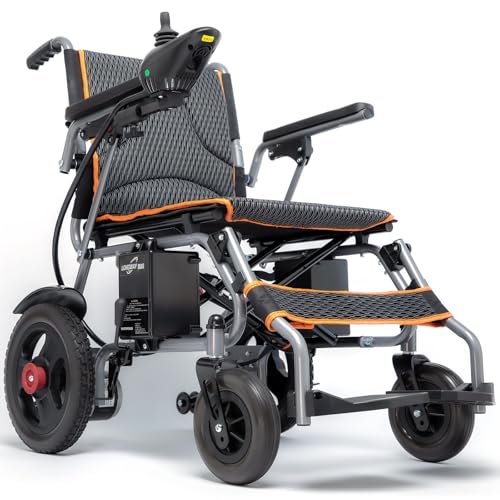 Electric Wheelchair for Adults, Intelligent Power Wheelchairs Lightweight Foldable, All Terrain Motorized Wheelchairs, One-Click Mute, SOS Alert Button, Electromagnetic Brake, 220 lbs Capacity