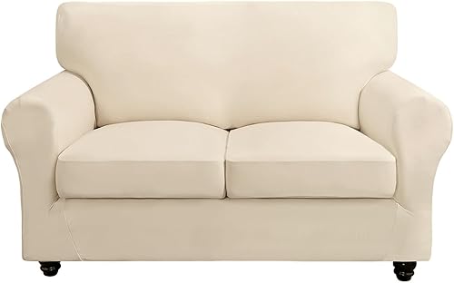 Miniatura 9 de SearchI Funda elástica para sofá de 2 piezas con estampado floral, funda para sillón de 2 piezas con funda de cojín separada para silla, protector